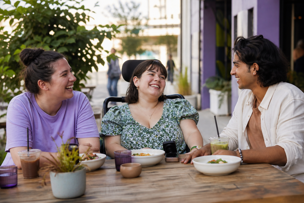 Young adults building connection during a community outing